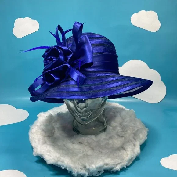 Royal Blue Derby Hat - Picture 6 of 8